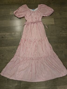Draper James Pink and White Striped Maxi Dress